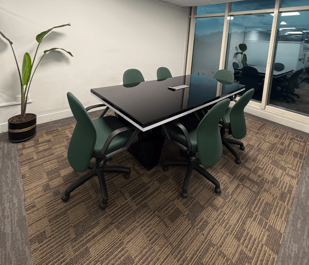 Wide view of the coworking floor and glass quotes